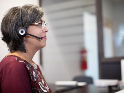 image of receptionist on telephone