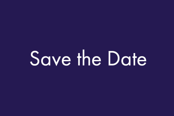 save the date text with colourful stripes at the bottom 